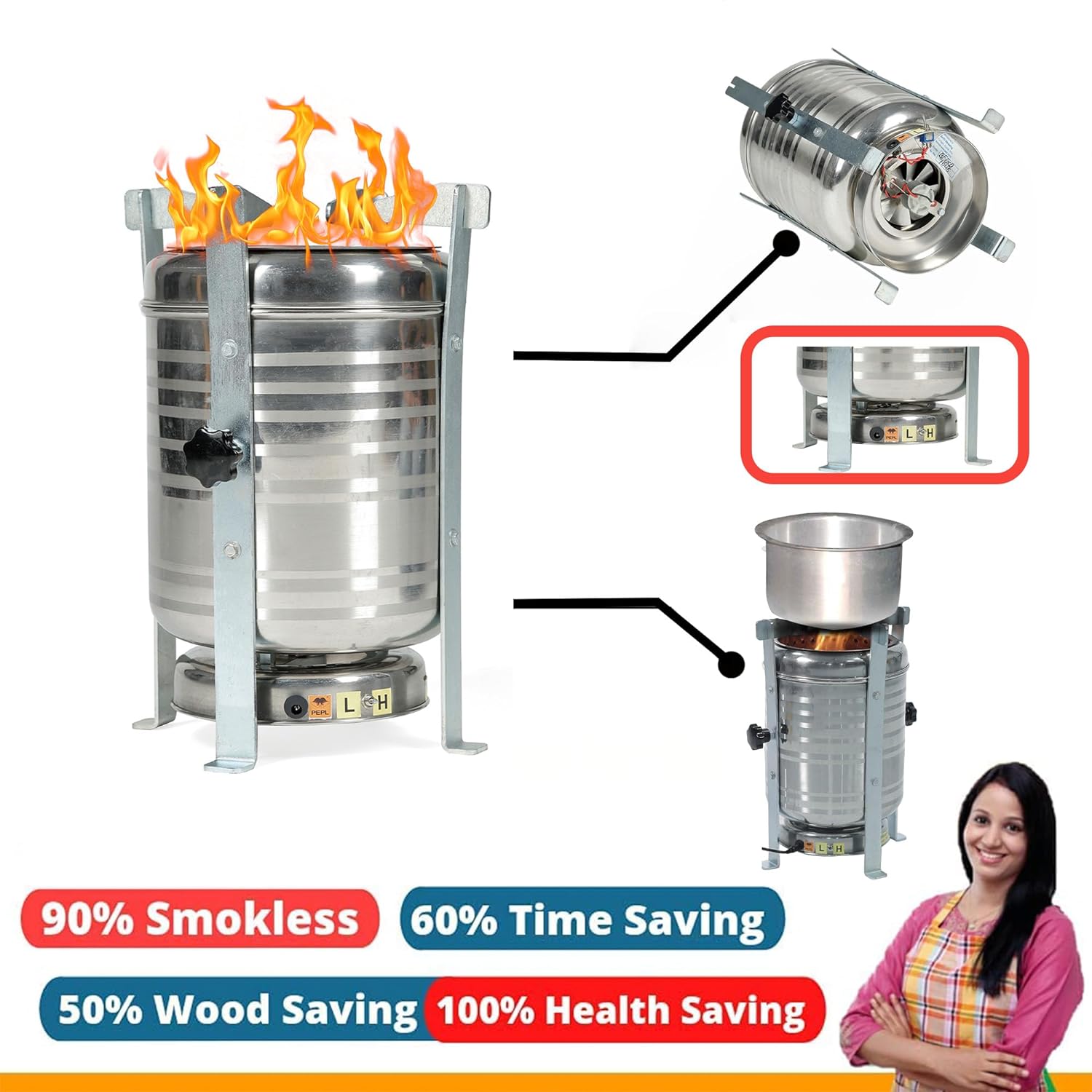 PEPL Biostove-Revolutionized Biomass Family Smokeless Cooking Stove-Chulha-Wood or Paper Waste Burning Backpacking stove for Indoor and Outdoor cooking-Stumbit Kitchen